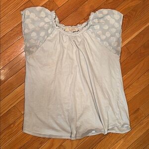 LOFT Blue Cap Sleeve Ruffled Blouse